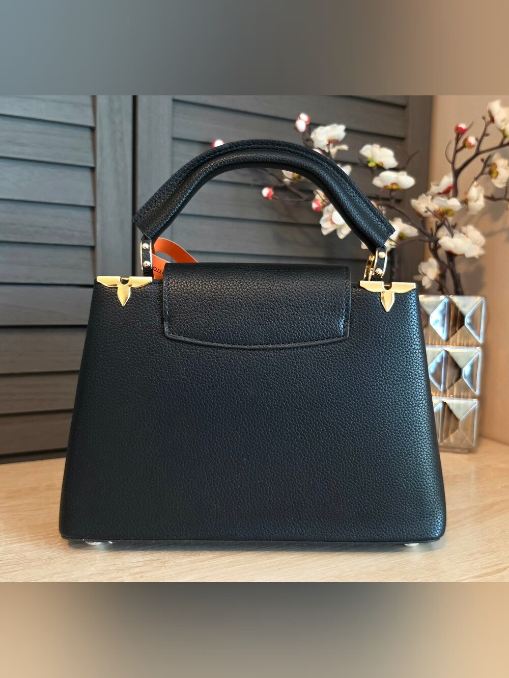 Capucines BB Crossbody Bag Black With Gold Flowers - Picture 3 of 10